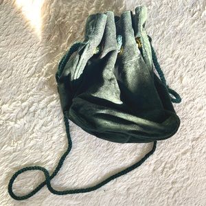 Vintage green suede moneybag purse